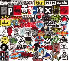 100 stickers de grupos musicales